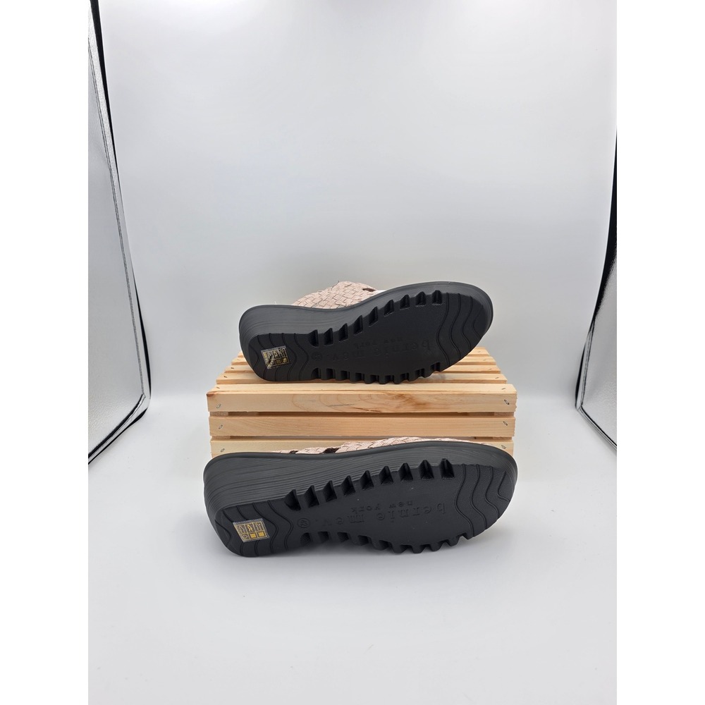 Bernie Mev Wedge Sandals Womens 42 11 Rose Gold Woven Elastic Platform Slides - Picture 10 of 12
